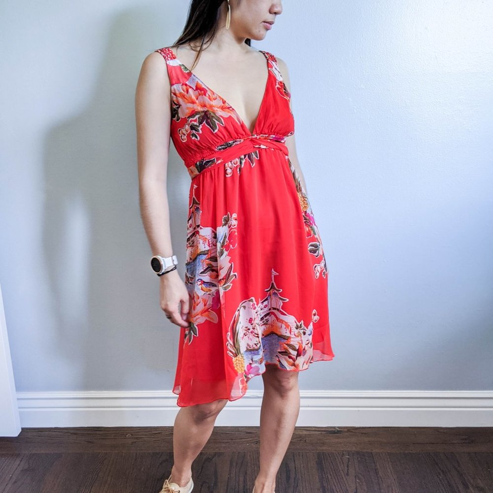 FOREVER 21 - Red Strappy Floral Dress